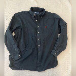 Vintage 90s Polo Ralph Lauren BLAKE Shirt XL Black Red Pony Oversized Relaxed